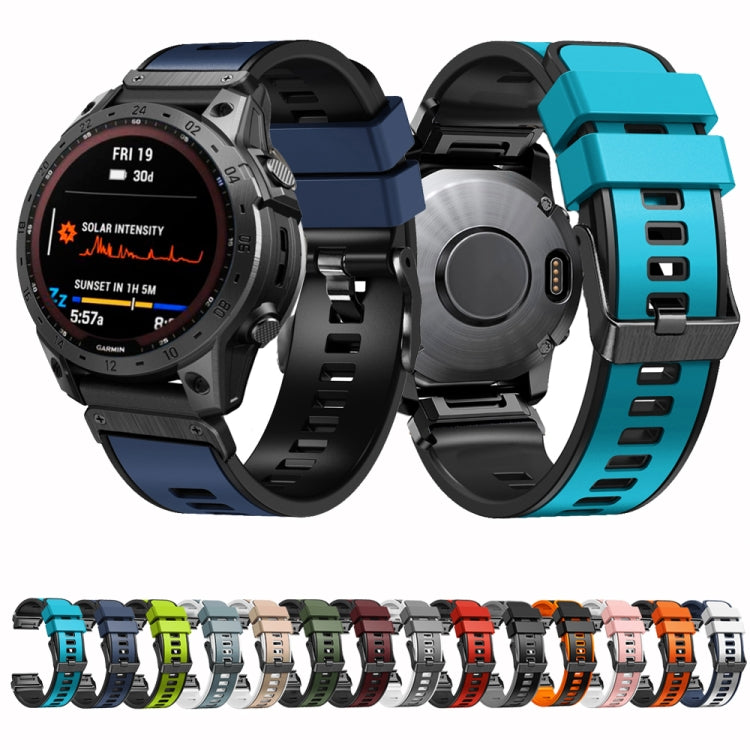 Compatible with Garmin Fenix 7 22mm Plain Weave Two-Color Quick Release Silicone Watch Band(Red) - free shipping - PMC TechLife - Order now!