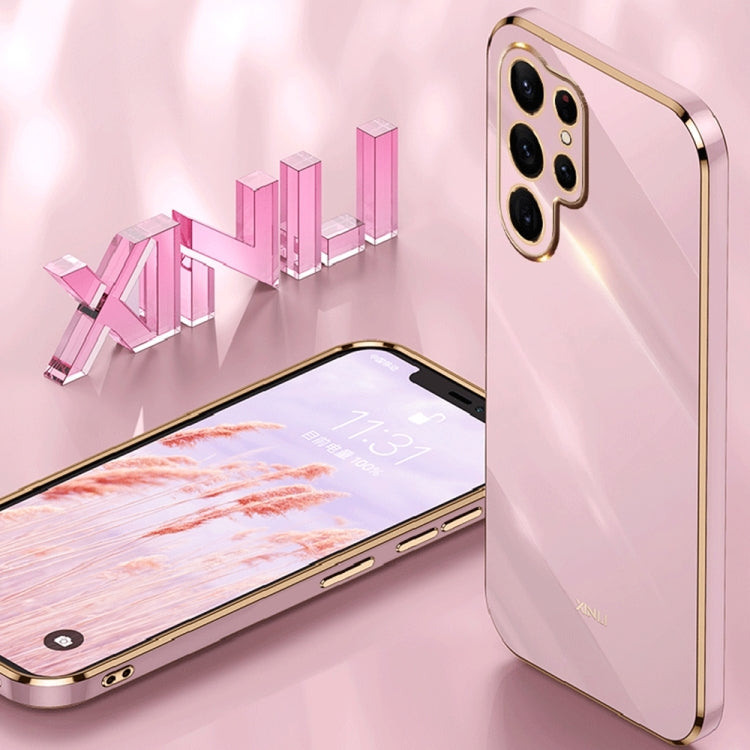 For Samsung Galaxy S22 Ultra 5G XINLI Straight Edge 6D Electroplate TPU Phone Case(Cherry Purple) - free shipping - PMC TechLife - Order now!