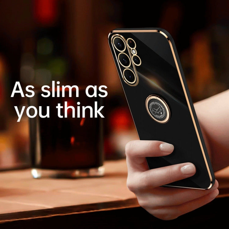 For Samsung Galaxy S23 Ultra 5G XINLI Straight Edge 6D Electroplate TPU Phone Case with Ring Holder(Mint Green) - free shipping - PMC TechLife - Order now!