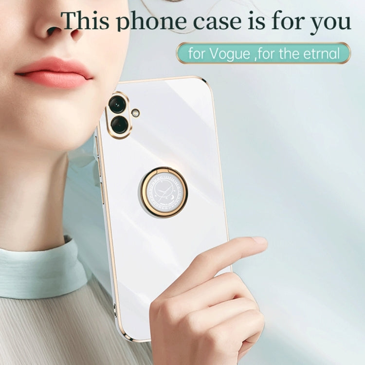 For Samsung Galaxy A04 4G XINLI Straight Edge 6D Electroplate TPU Phone Case with Ring Holder(White) - Galaxy Phone Cases by PMC TechLife | Online Shopping South Africa | PMC TechLife | Buy Now Pay Later Mobicred