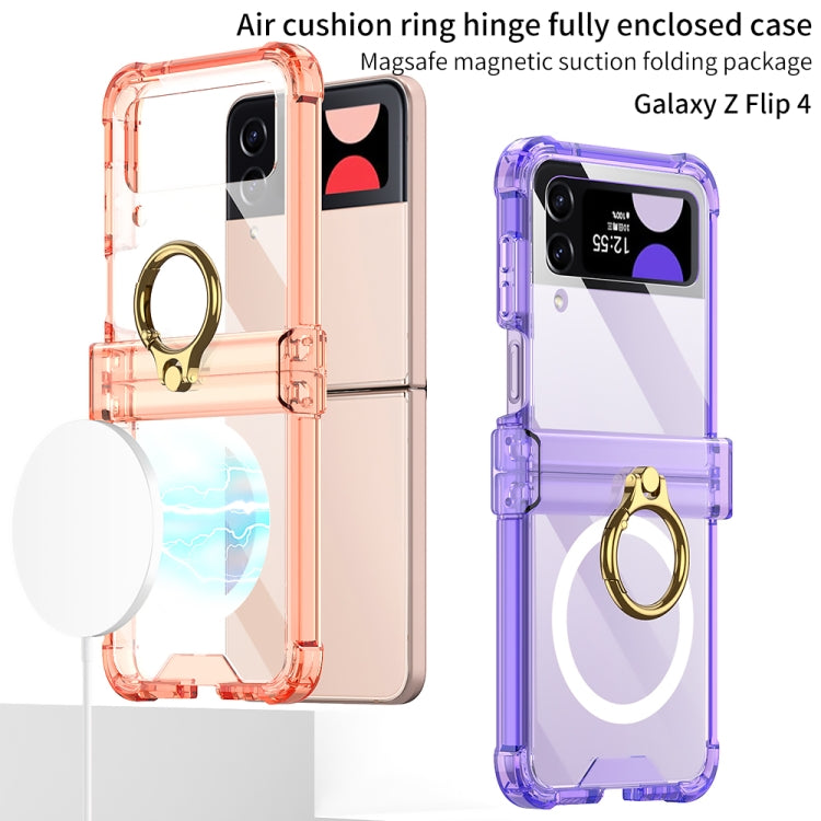 For Samsung Galaxy Z Flip4 GKK MagSafe Airbag Hinge Shockproof Phone Case with Ring Holder(Transparent) - Galaxy Z Flip4 5G Cases by GKK | Online Shopping South Africa | PMC Jewellery