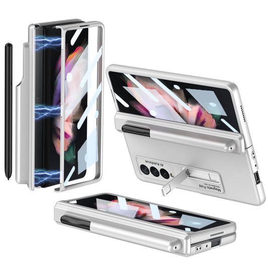 For Samsung Galaxy Z Fold3 5G GKK Full Coverage Magnetic Fold Hinge Shockproof Phone Case with Pen Slots(White) - Galaxy Phone Cases by GKK | Online Shopping South Africa | PMC Jewellery