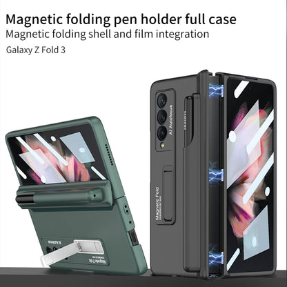 For Samsung Galaxy Z Fold3 5G GKK Full Coverage Magnetic Fold Hinge Shockproof Phone Case with Pen Slots(White) - Galaxy Phone Cases by GKK | Online Shopping South Africa | PMC Jewellery