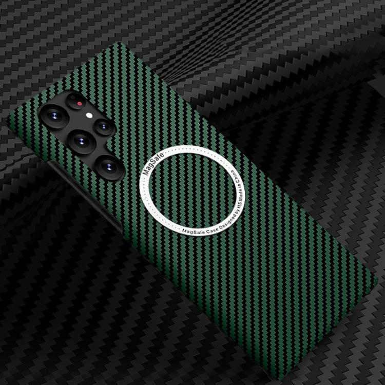 For Samsung Galaxy S23 Ultra 5G Carbon Fiber Texture MagSafe Magnetic Phone Case(Green) - free shipping - PMC TechLife - Order now!