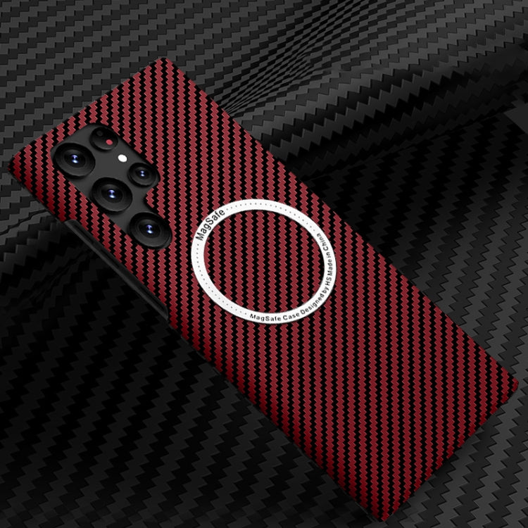 For Samsung Galaxy S23 Ultra 5G Carbon Fiber Texture MagSafe Magnetic Phone Case(Red) - free shipping - PMC TechLife - Order now!