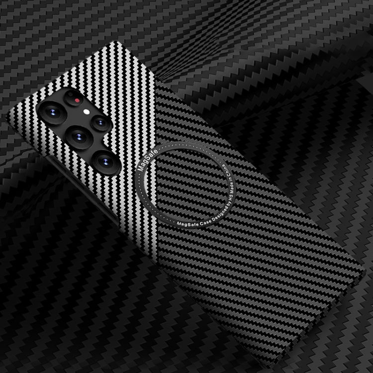 For Samsung Galaxy S23 Ultra 5G Carbon Fiber Texture MagSafe Magnetic Phone Case(Black Silver) - free shipping - PMC TechLife - Order now!