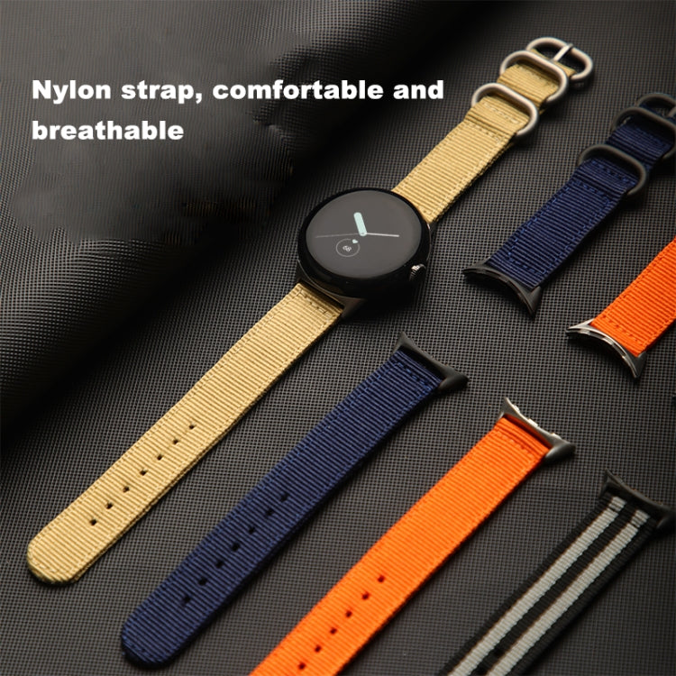 For Google Pixel Watch Woven Nylon Steel Buckle Watch Band(Black+Silver) - free shipping - PMC TechLife - Order now!