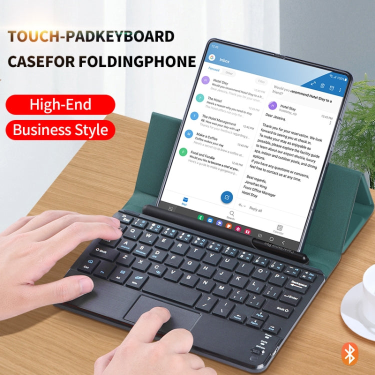 For Samsung Galaxy Z Fold4 GKK Magnetic Folding Bluetooth Keyboard Leather Case with Touchpad / Pen(Dark Green) - Samsung Keyboard by GKK | Online Shopping South Africa | PMC Jewellery