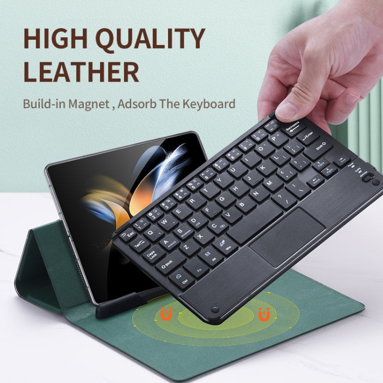 For Samsung Galaxy Z Fold4 GKK Magnetic Folding Bluetooth Keyboard Leather Case with Touchpad / Pen(Dark Green) - Samsung Keyboard by GKK | Online Shopping South Africa | PMC Jewellery