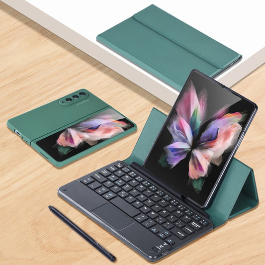 For Samsung Galaxy Z Fold3 GKK Magnetic Folding Bluetooth Keyboard Leather Case with Touchpad / Pen(Dark Green) - Samsung Keyboard by GKK | Online Shopping South Africa | PMC Jewellery