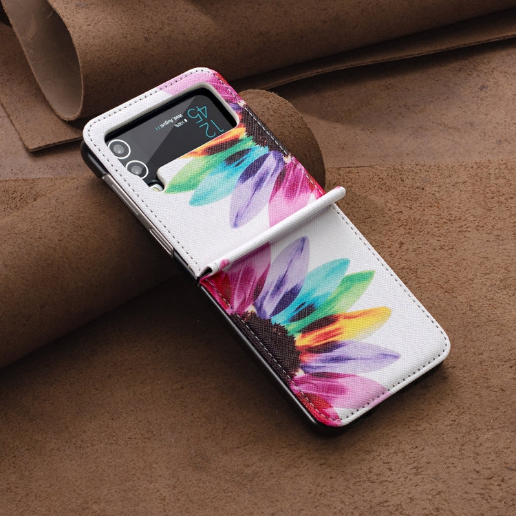 For Samsung Galaxy Z Flip3 5G Colored Drawing Invisible Magnetic Leather Phone Case(Sun Flower) - free shipping - PMC TechLife - Order now!