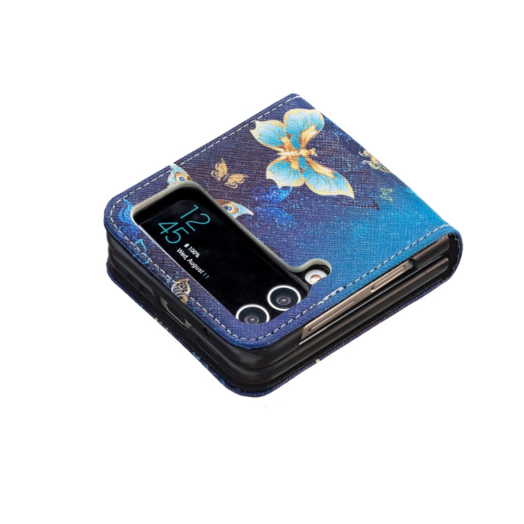 For Samsung Galaxy Z Flip4 Colored Drawing Invisible Magnetic Leather Phone Case(Gold Butterfly) - free shipping - PMC TechLife - Order now!
