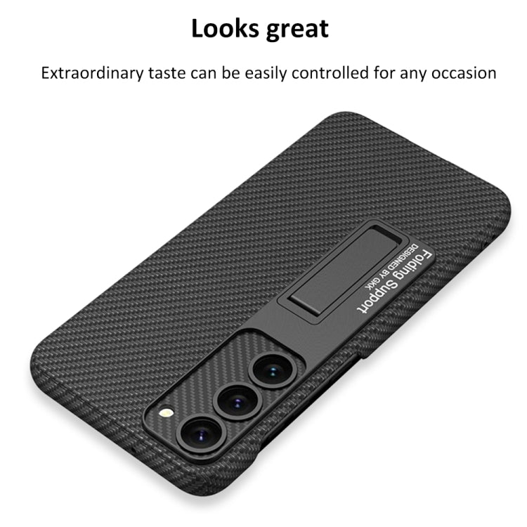 For Samsung Galaxy S23 5G GKK Plain Leather Shockproof Phone Case with Holder(Black) - Galaxy S23 5G Cases by GKK | Online Shopping South Africa | PMC TechLife | Buy Now Pay Later Mobicred