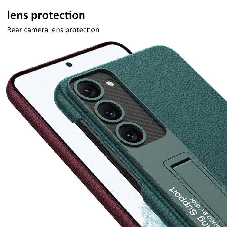 For Samsung Galaxy S23 5G GKK Plain Leather Shockproof Phone Case with Holder(Black) - Galaxy S23 5G Cases by GKK | Online Shopping South Africa | PMC TechLife | Buy Now Pay Later Mobicred