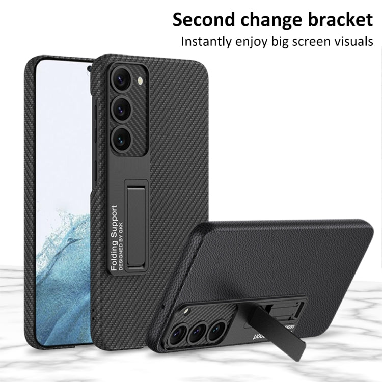 For Samsung Galaxy S23+ 5G GKK Plain Leather Shockproof Phone Case with Holder(Black) - Galaxy S23+ 5G Cases by GKK | Online Shopping South Africa | PMC TechLife | Buy Now Pay Later Mobicred