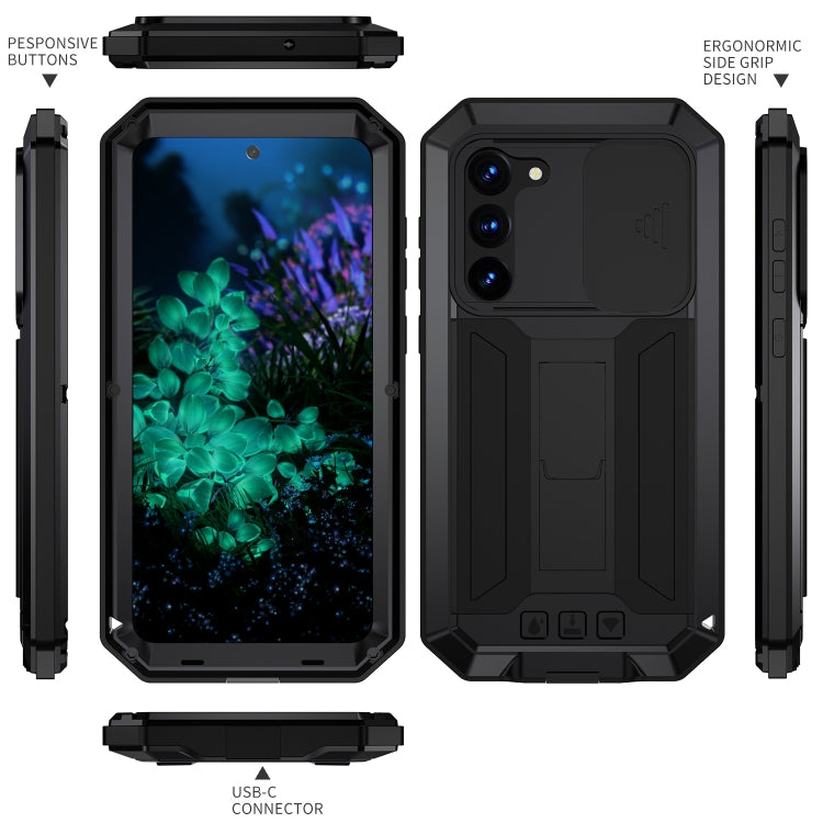 For Samsung Galaxy S23+ 5G R-JUST Sliding Camera Design Life Waterproof Dustproof Shockproof Phone Case(Black) - free shipping - PMC TechLife - Order now!