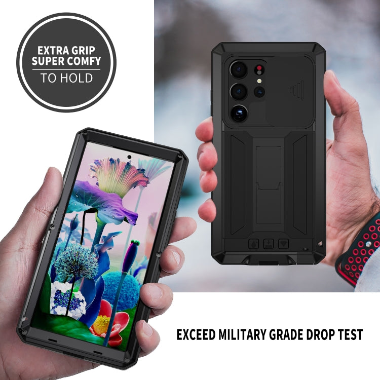 For Samsung Galaxy S23 Ultra 5G R-JUST Sliding Camera Design Life Waterproof Dustproof Shockproof Phone Case(Black) - free shipping - PMC TechLife - Order now!
