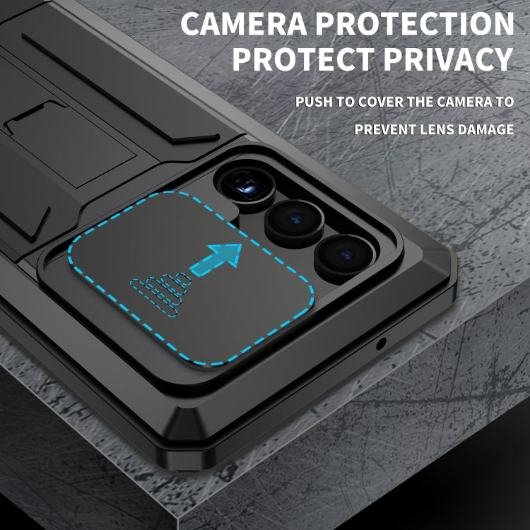 For Samsung Galaxy S23 Ultra 5G R-JUST Sliding Camera Design Life Waterproof Dustproof Shockproof Phone Case(Black) - free shipping - PMC TechLife - Order now!