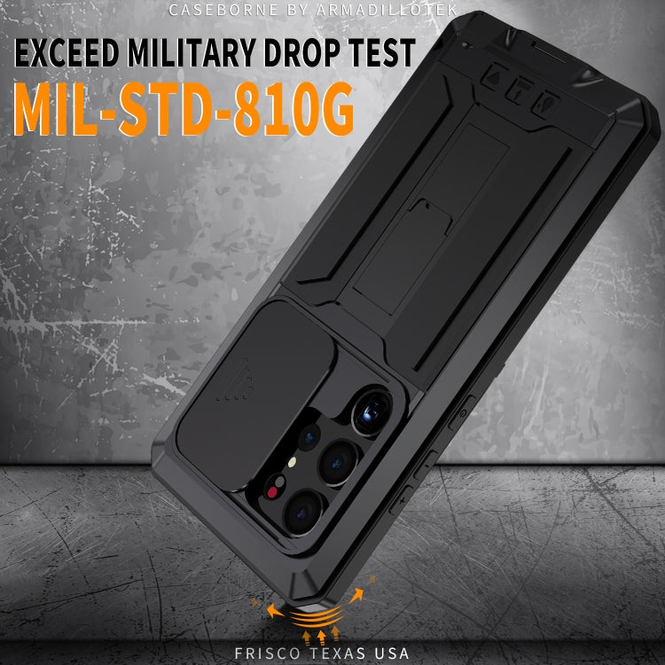 For Samsung Galaxy S23 Ultra 5G R-JUST Sliding Camera Design Life Waterproof Dustproof Shockproof Phone Case(Black) - free shipping - PMC TechLife - Order now!