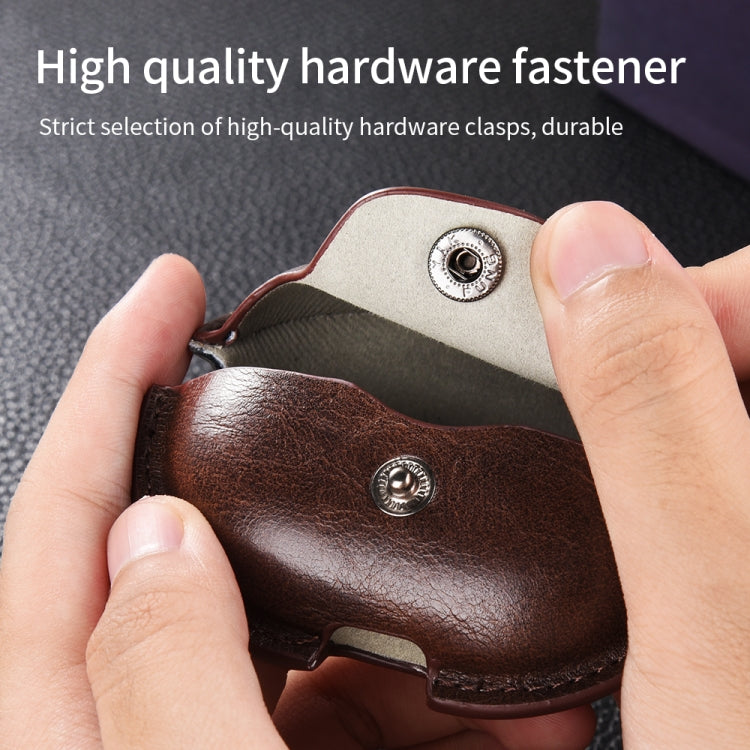 For Huawei FreeBuds Pro Business Leather Earphone Protective Case with Hook(Light Brown) - Huawei Earphone Case by PMC TechLife | Online Shopping South Africa | PMC TechLife