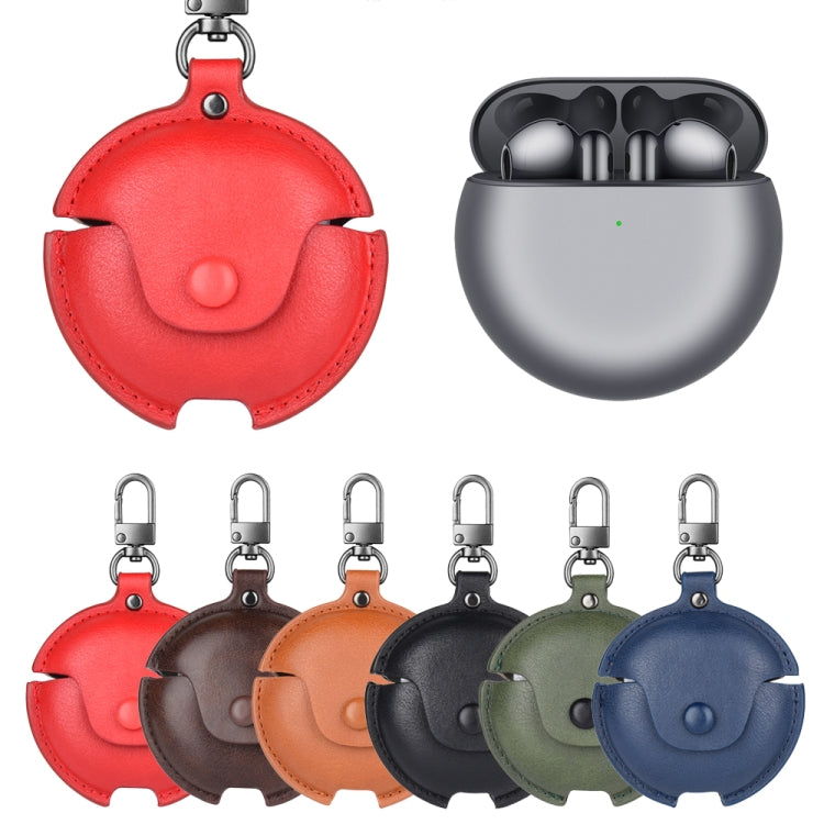 For Huawei FreeBuds 4 / 4E Business Leather Earphone Protective Case with Hook(Blue) - Huawei Earphone Case by PMC TechLife | Online Shopping South Africa | PMC TechLife | Buy Now Pay Later Mobicred