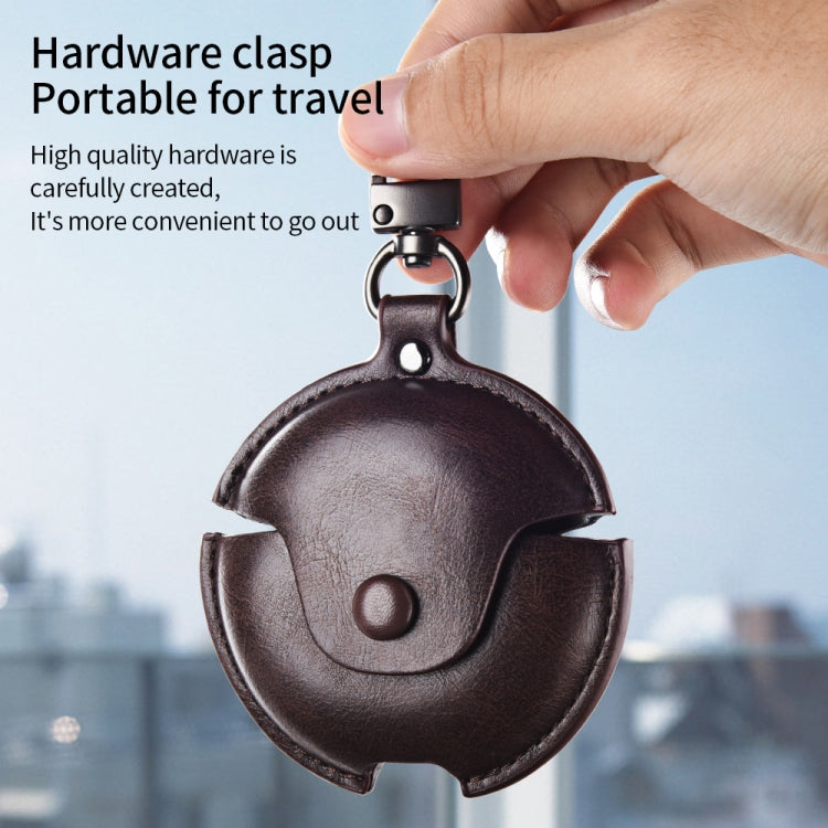 For Huawei FreeBuds 4 Business Leather Earphone Protective Case with Hook(Light Brown) - Huawei Earphone Case by PMC TechLife | Online Shopping South Africa | PMC TechLife