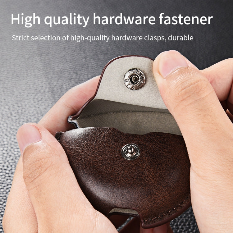 For Huawei FreeBuds 4 Business Leather Earphone Protective Case with Hook(Black) - Huawei Earphone Case by PMC TechLife | Online Shopping South Africa | PMC TechLife