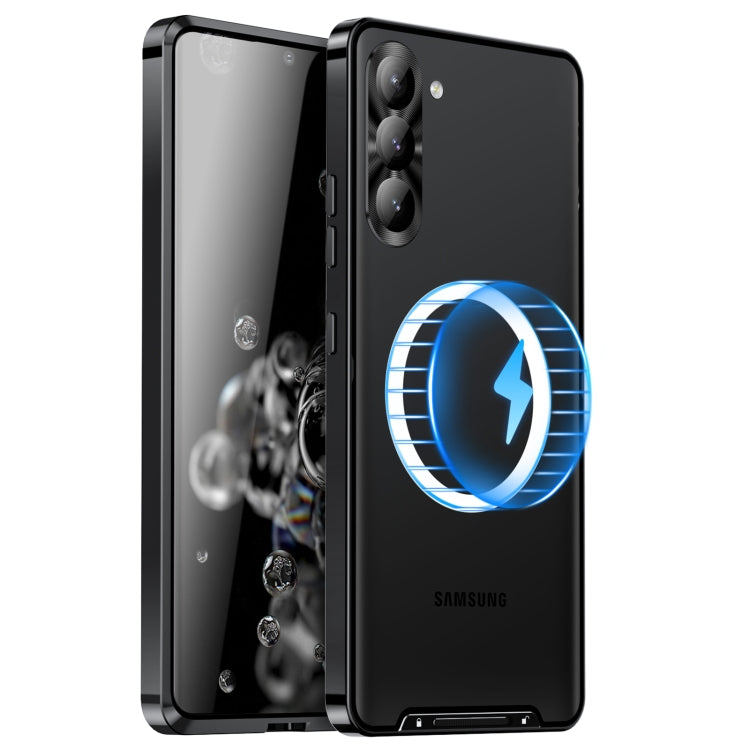 For Samsung Galaxy S23 5G MagSafe Magnetic Frosted Metal Phone Case(Black) - Galaxy S23 5G Cases by PMC TechLife | Online Shopping South Africa | PMC TechLife