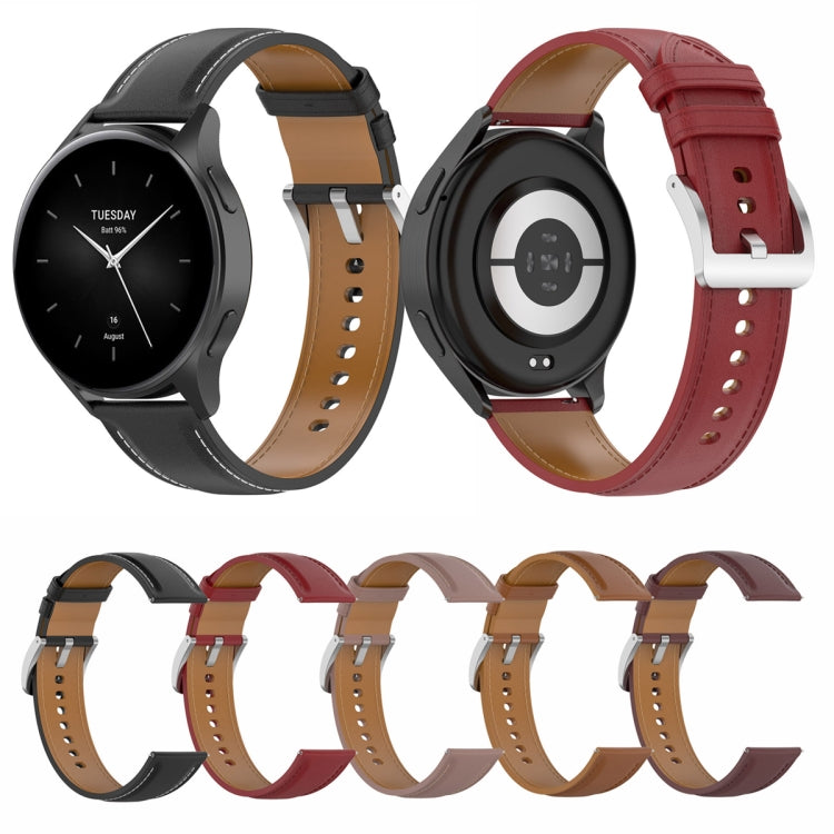 For Huawei Watch Buds/Xiaomi Watch S2 22mm Genuine Leather Watch Band(Red) - Watch Bands by PMC TechLife | Online Shopping South Africa | PMC TechLife | Buy Now Pay Later Mobicred