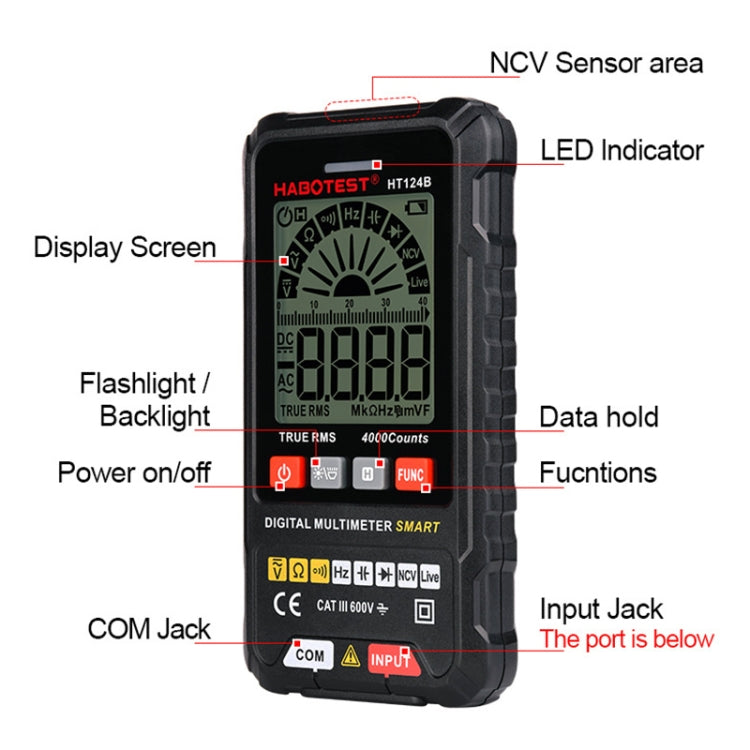 HABOTEST HT124B Mini Digital Display High-precision Multimeter - free shipping - PMC TechLife - Order now!