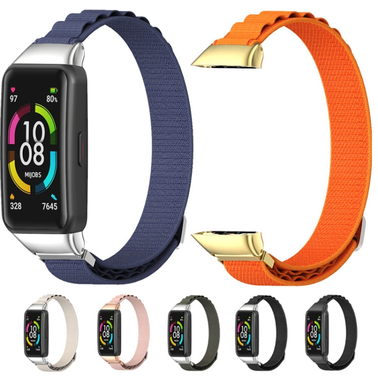 For Huawei Band 6 / Honor Band 6 / 7 MIJOBS Nylon Breathable Watch Band(Black Silver) - Watch Bands by MIJOBS | Online Shopping South Africa | PMC TechLife | Buy Now Pay Later Mobicred