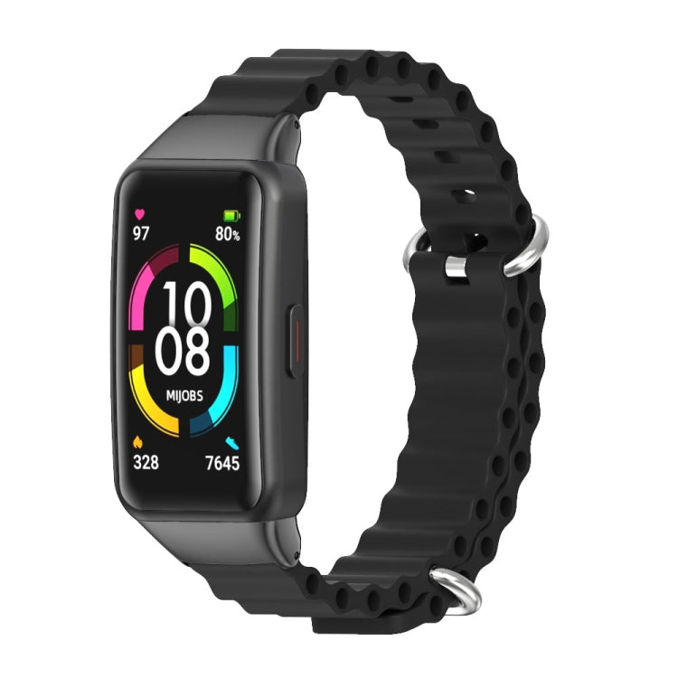 For Huawei Band 6 / Honor Band 6 / 7 MIJOBS CS Marine Silicone Breathable Watch Band(Black) - Watch Bands by MIJOBS | Online Shopping South Africa | PMC TechLife | Buy Now Pay Later Mobicred