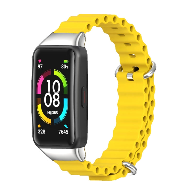 For Huawei Band 6 / Honor Band 6 / 7 MIJOBS CS Marine Silicone Breathable Watch Band(Yellow Silver) - free shipping - PMC TechLife - Order now!