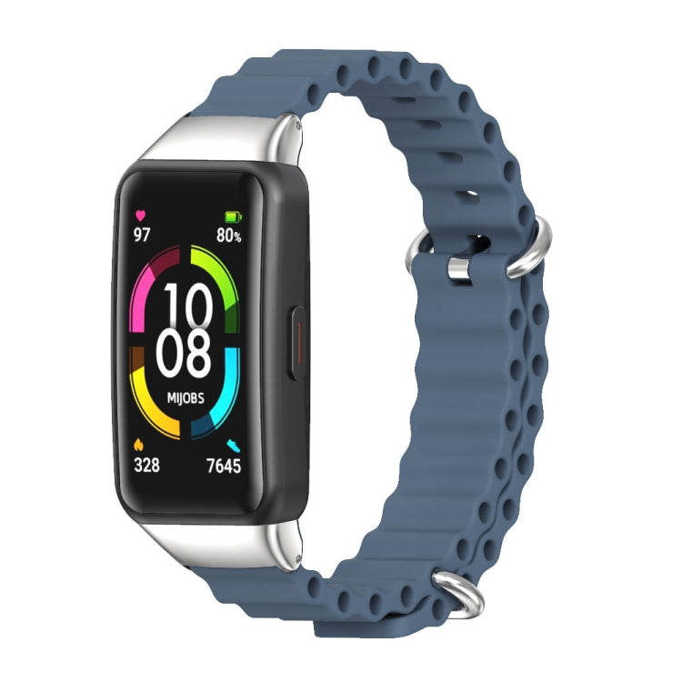 For Huawei Band 6 / Honor Band 6 / 7 MIJOBS CS Marine Silicone Breathable Watch Band(Space Blue Silver) - free shipping - PMC TechLife - Order now!