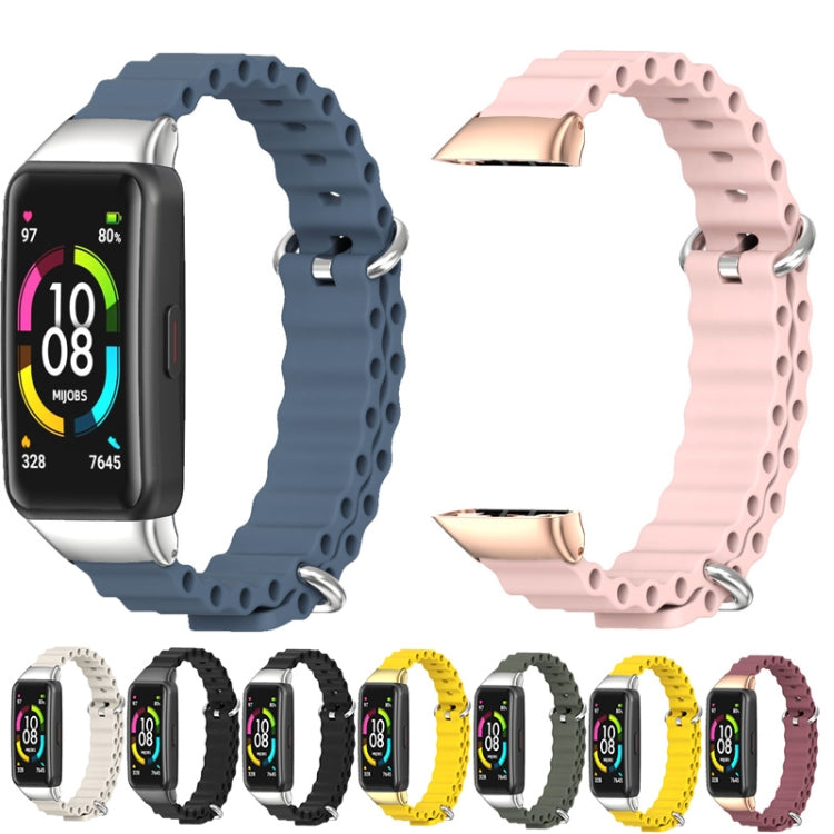 For Huawei Band 6 / Honor Band 6 / 7 MIJOBS CS Marine Silicone Breathable Watch Band(Black Silver) - Watch Bands by MIJOBS | Online Shopping South Africa | PMC TechLife | Buy Now Pay Later Mobicred