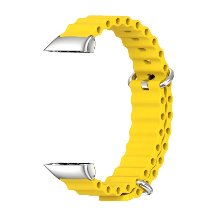 For Huawei Band 7 / 7 NFC MIJOBS CS Marine Silicone Breathable Watch Band(Yellow Silver) - Watch Bands by MIJOBS | Online Shopping South Africa | PMC TechLife | Buy Now Pay Later Mobicred