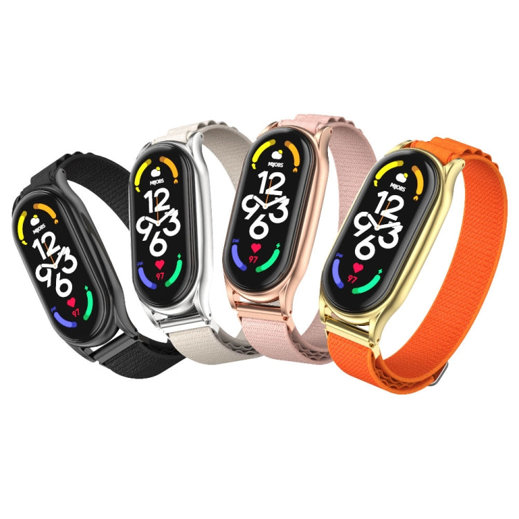 For Xiaomi Mi Band 6 / 5 / 4 / 3 MIJOBS PLUS Nylon Breathable Watch Band(Black Silver) - Watch Bands by MIJOBS | Online Shopping South Africa | PMC TechLife | Buy Now Pay Later Mobicred