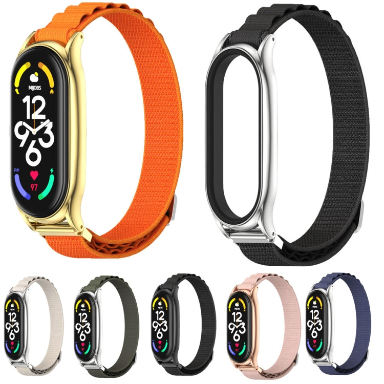 For Xiaomi Mi Band 7 / 7 NFC MIJOBS PLUS Nylon Breathable Watch Band(Army Green Silver) - Watch Bands by MIJOBS | Online Shopping South Africa | PMC TechLife | Buy Now Pay Later Mobicred
