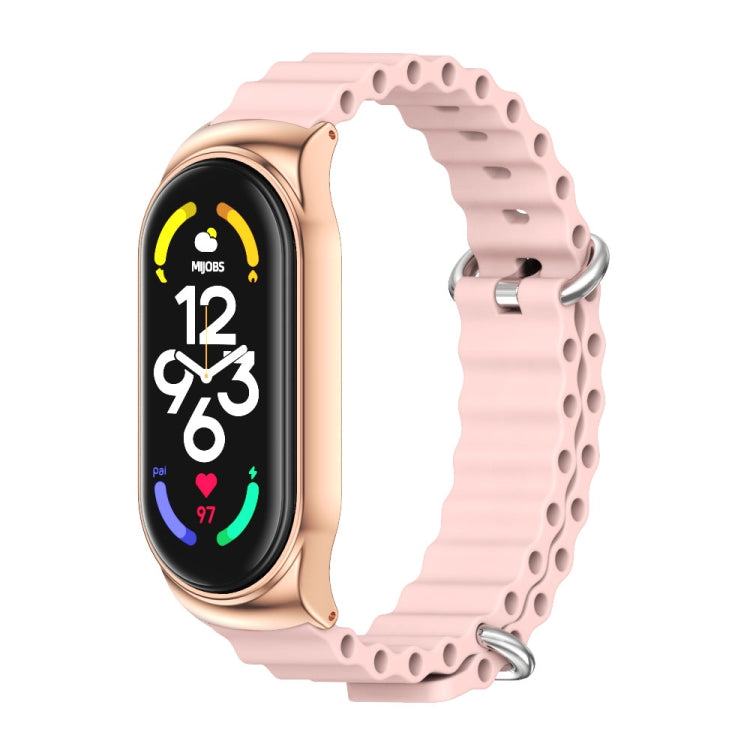 For Xiaomi Mi Band 6 / 5 / 4 / 3 MIJOBS CS Marine Silicone Breathable Watch Band(Pink Rose Gold) - Watch Bands by MIJOBS | Online Shopping South Africa | PMC TechLife | Buy Now Pay Later Mobicred