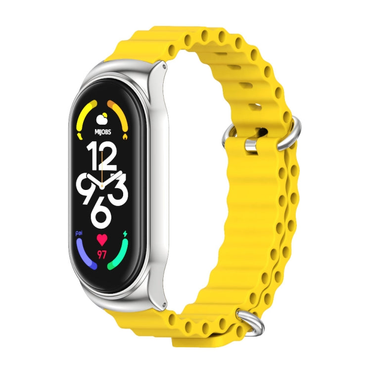For Xiaomi Mi Band 7 / 7 NFC MIJOBS CS Marine Silicone Breathable Watch Band(Yellow Silver) - free shipping - PMC TechLife - Order now!