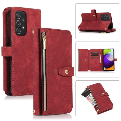 For Samsung Galaxy A52 4G / 5G Dream 9-Card Wallet Zipper Bag Leather Phone Case(Red) - Galaxy Phone Cases by PMC Jewellery | Online Shopping South Africa | PMC Jewellery