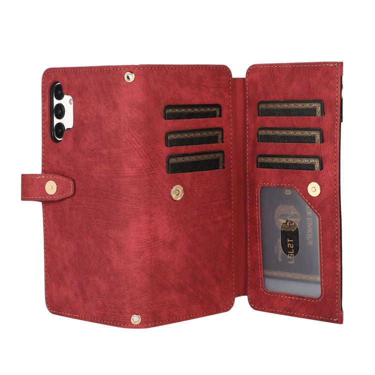 For Samsung Galaxy A13 4G / 5G / A04 / A04s Dream 9-Card Wallet Zipper Bag Leather Phone Case(Red) - free shipping - PMC TechLife - Order now!