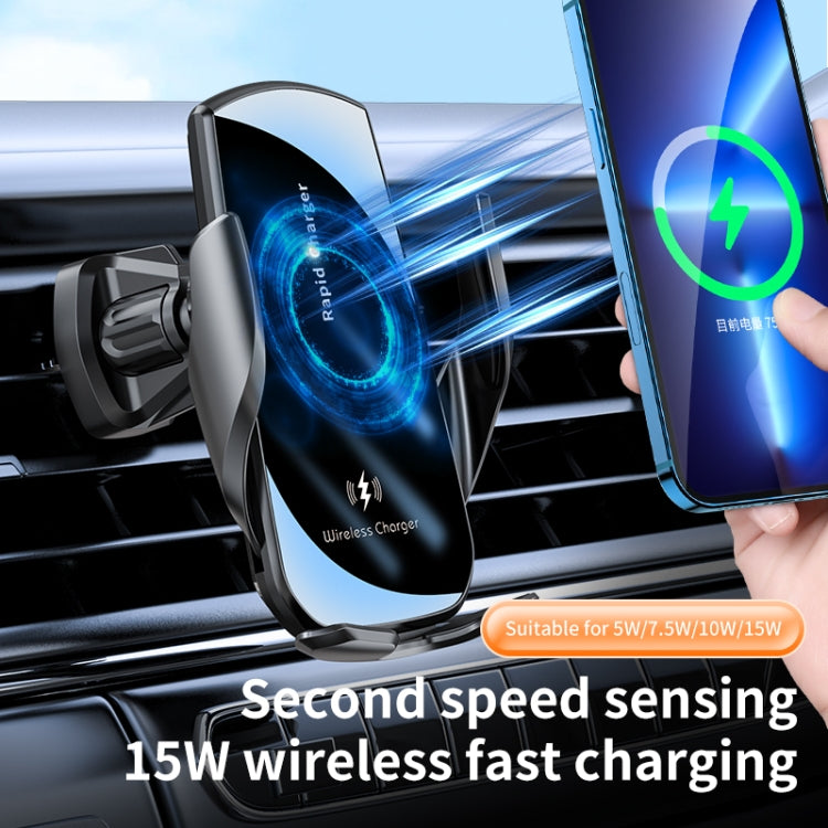 V5 15W Smart Induction Wireless Charger Car Phone Holder(Black) - Wireless Charger Holders by PMC TechLife | Online Shopping South Africa | PMC TechLife