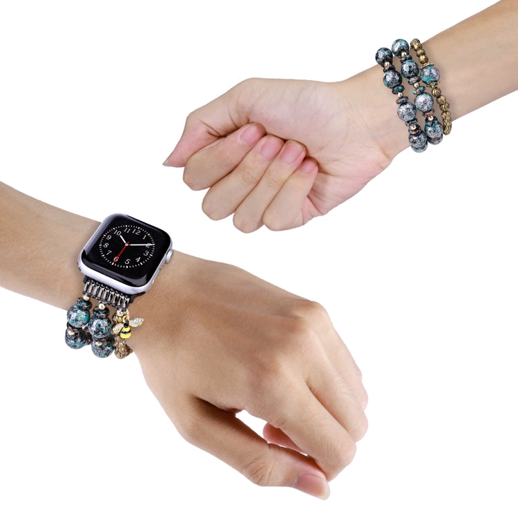 Rose Beads Watch Band For Apple Watch Series 9&8&7 41mm / SE 3&SE 2&6&SE&5&4 40mm / 3&2&1 38mm(Rose Beads Bee) - free shipping - PMC TechLife - Order now!