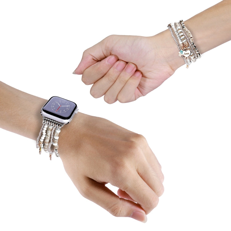 Forest Style Beads Watch Band For Apple Watch Series 9&8&7 41mm / SE 3&SE 2&6&SE&5&4 40mm / 3&2&1 38mm(White) - free shipping - PMC TechLife - Order now!