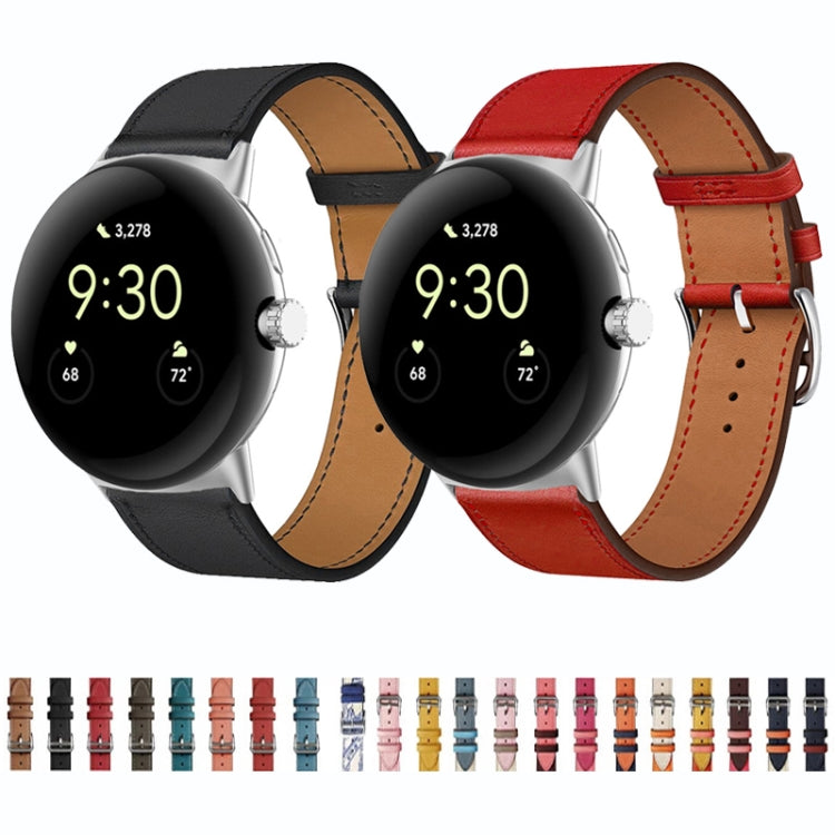 For Google Pixel Watch Genuine Leather Watch Band(Ink Blue+Marl) - free shipping - PMC TechLife - Order now!