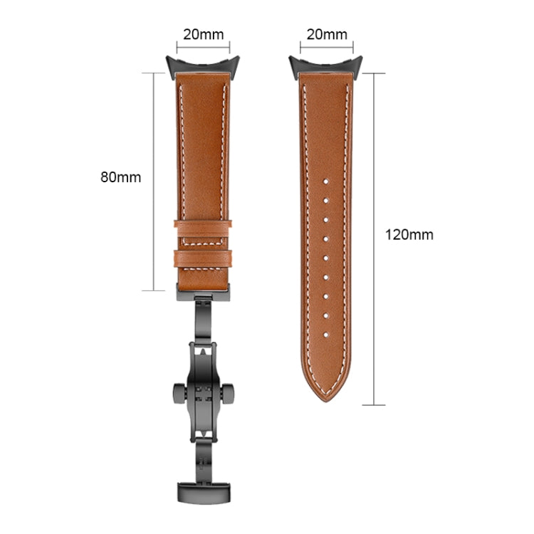For Google Pixel Watch Butterfly Buckle Genuine Leather Watch Band(Silver Apricot) - free shipping - PMC TechLife - Order now!