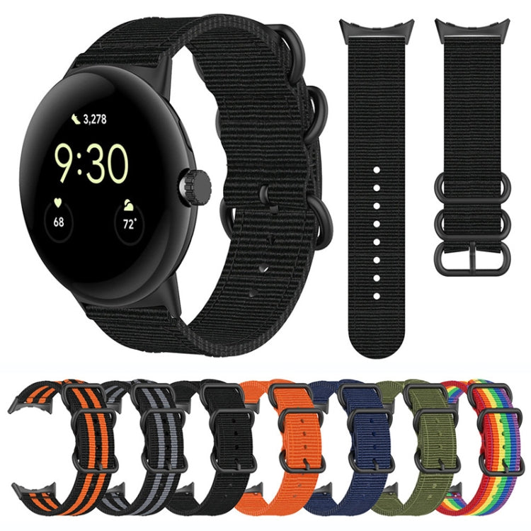 For Google Pixel Watch Three-ring Black Buckle Nylon Watch Band(Rainbow) - free shipping - PMC TechLife - Order now!