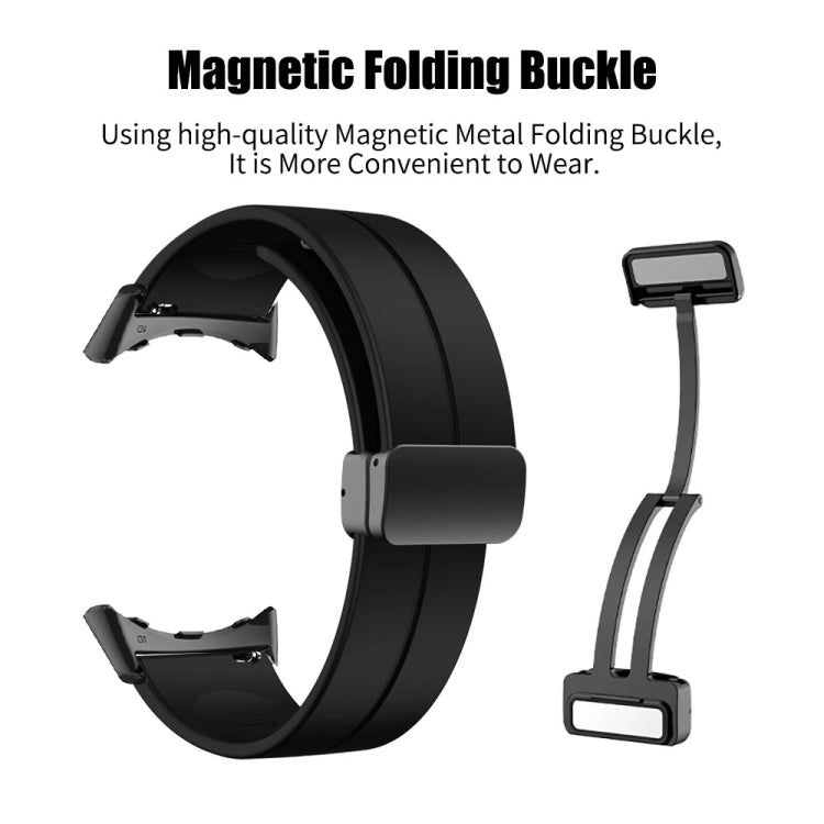 For Google Pixel Watch Solid-color Folding Buckle Silicone Watch Band(Black Midnight Blue) - free shipping - PMC TechLife - Order now!
