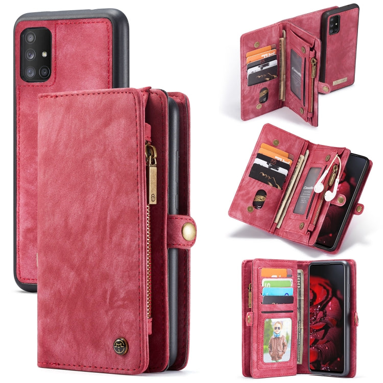 For Galaxy A71 CaseMe Detachable Multifunctional Horizontal Flip Leather Case, with Card Slot & Holder & Zipper Wallet & Photo Frame(Red) - Galaxy Phone Cases by CaseMe | Online Shopping South Africa | PMC TechLife | Buy Now Pay Later Mobicred